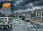 Oued en crue traversant une zone urbaine en Algérie lors de fortes pluies printanières, avril 2026, alerte météo orange ONM
