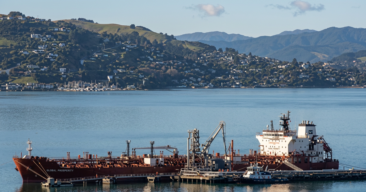 Vue aérienne du détroit d'Ormuz avec pétrolier immobilisé, illustrant le blocage du trafic maritime pétrolier lors de la crise irano-américaine d'avril 2026.