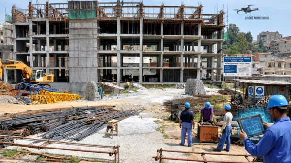 Chantier de construction en Algérie avec des ouvriers étrangers, secteur BTPH, 2026