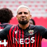 Andy Delort fête son but (photo Nice Club).