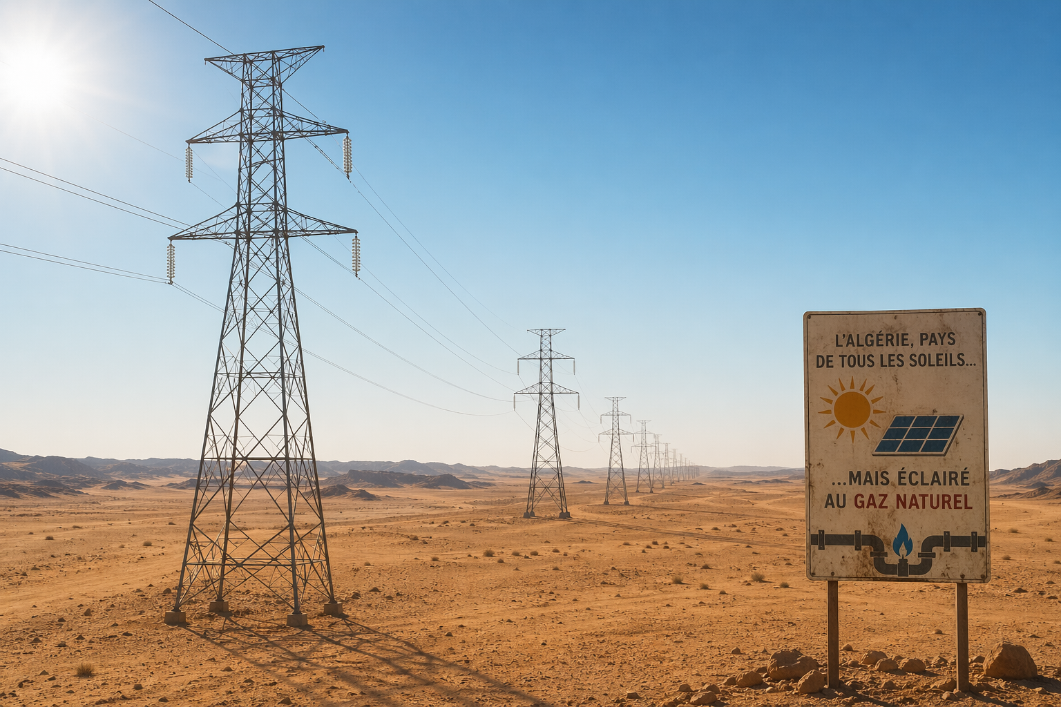 Gaz à 99% : l&rsquo;Algérie produit son électricité comme en 1985, malgré le Sahara le plus ensoleillé du monde