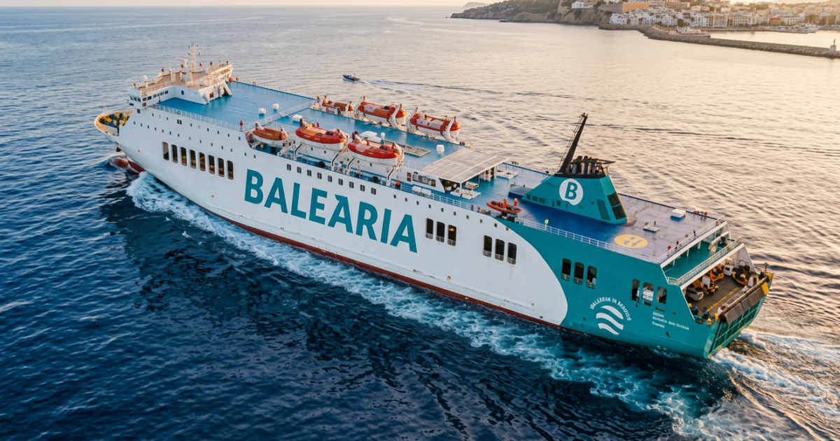 Le ferry Rosalind Franklin de Baleària à quai au port de Mostaganem, avant une traversée vers Valence.