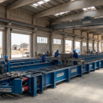 Moule TT autoportant Moldtech de 40 mètres monté dans une usine algérienne de préfabrication béton précontraint — avril 2026